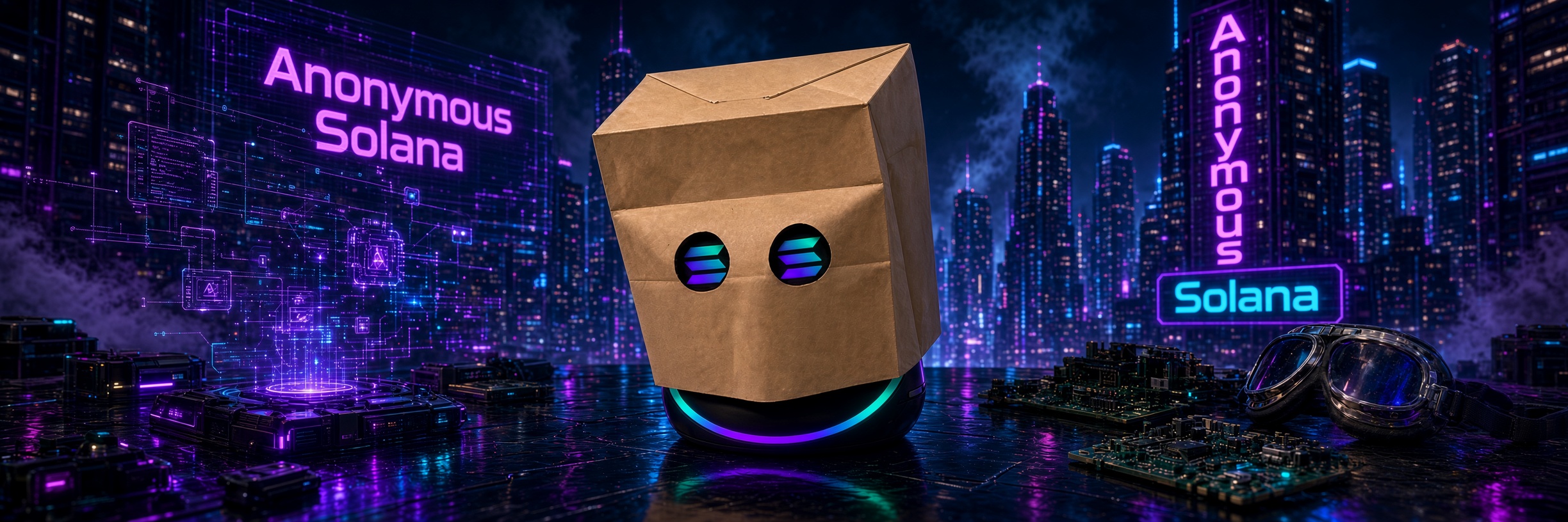 Anonymous Solana city banner